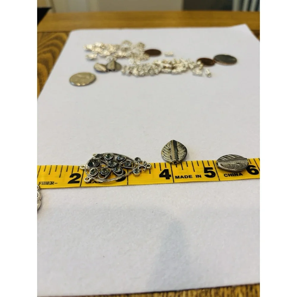 Lot Of Pewter & Other Jewelry Making Supplies Beading Beads Tube Beads Pendants